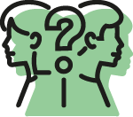 two heads with a question mark